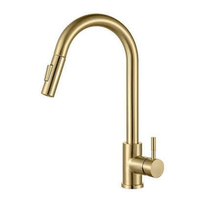 Old Style Pull-out Rotating Kitchen Faucet, 360° Swivel Stainless Steel Water Faucet in Brushed/Gold/Black Finish for Sink