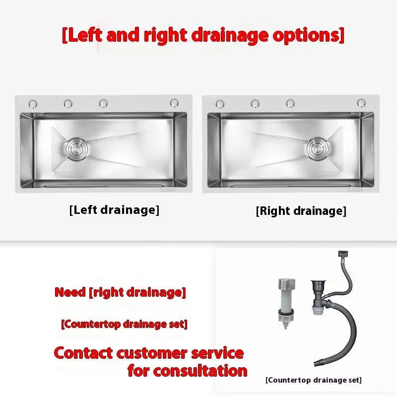 Stainless Steel Kitchen Sink Rice Grain Embossing Scratch and Abrasion Resistant Antifouling Large Single Slot Wash Dish Basin