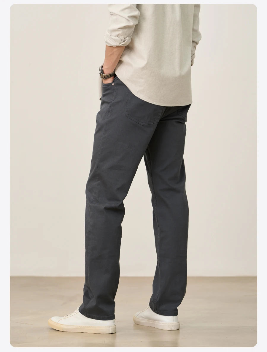 SIMWOOD 2025 Autumn Winter New Regular Straight Pants Men 320gsm Fabric Smart Casual Chinos Trousers.