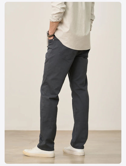 SIMWOOD 2025 Autumn Winter New Regular Straight Pants Men 320gsm Fabric Smart Casual Chinos Trousers.