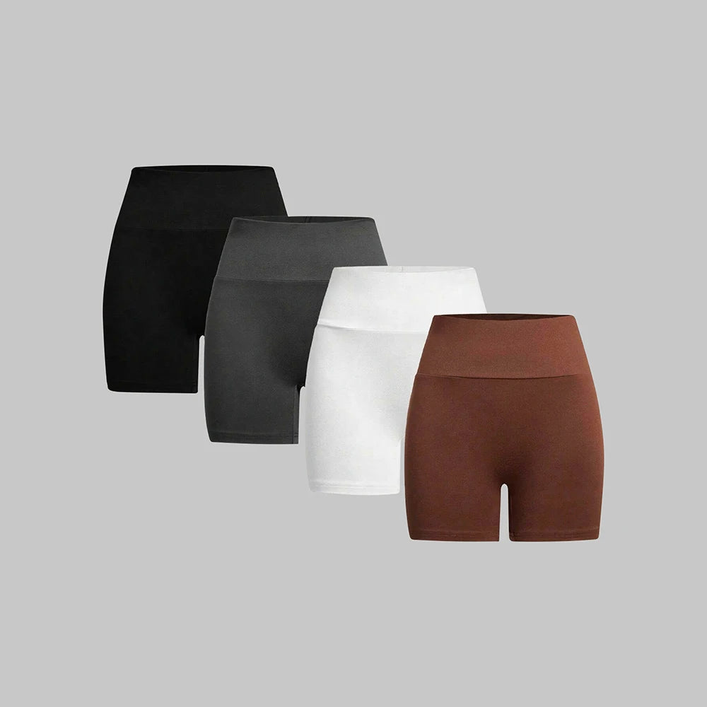 Mia Muse Women's Shorts All Season Casual Basics Solid Color Natural Waist Short Slim Daily Shorts.