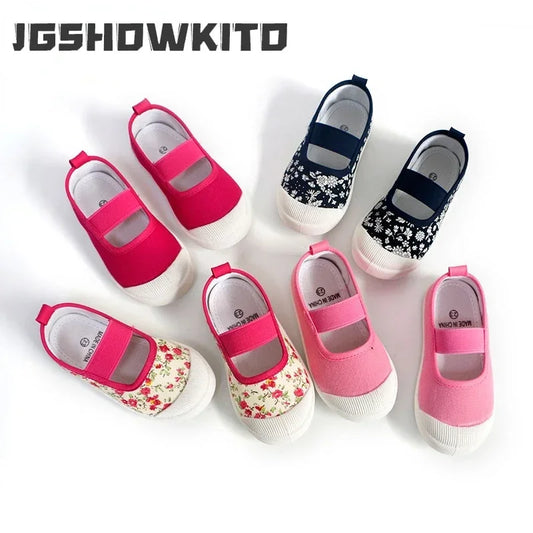 2025 New Spring Autumn Baby Girl Shoes Kids Canvas Shoes Children Casual Sneakers Candy Color Flowers For Girls Floral Prints.