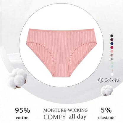 5PCS Women's Cotton Panties Sexy Low Waist Briefs Striped Underpants Female Comfortable Stretch Lingerie Ladies Soft Underwear.