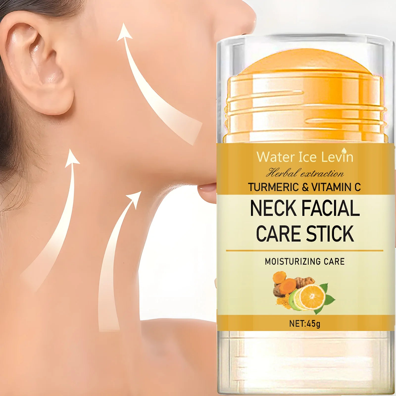 Turmeric&Vitamin C Neck Facia  Care Wrinkle Lines Lifting Whitening Tighten Double Chin Anti-age Rejuvenation Skin Care Product.
