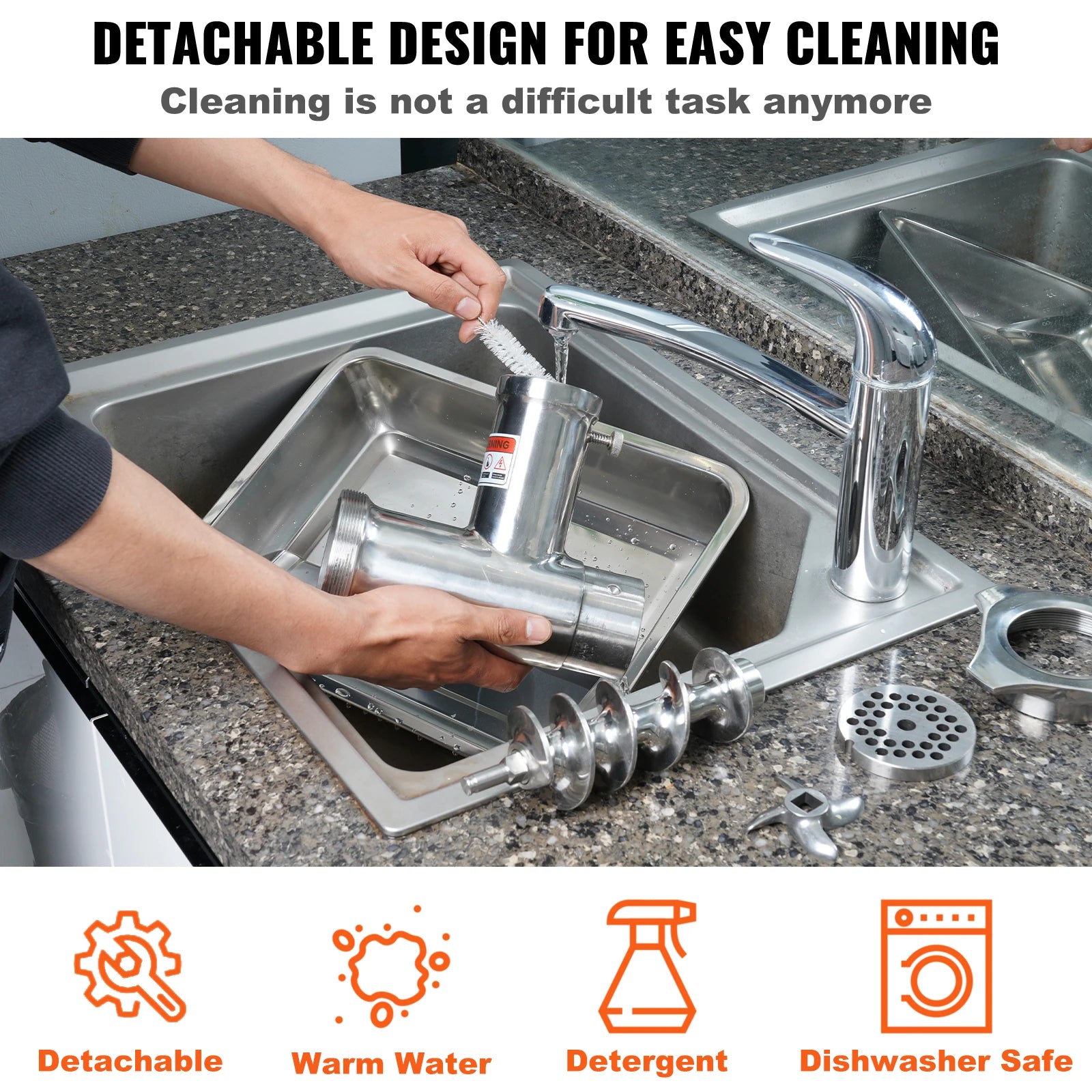 SucceBuy Electric Meat Grinder Food Processors Sausage Maker Filler Mincer Stuffer Stainless Steel with 2 Blades for Kitchen.