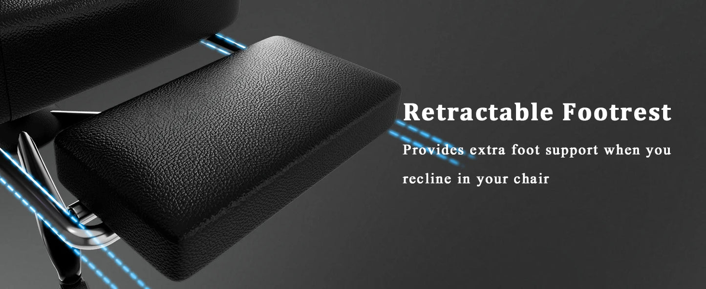 Gaming-Stuhl mit Taschenfederkissen und Fußstütze, ergonomischer Computerstuhl für Erwachsene, atmungsaktiver Spielstuhl aus PU-Leder, Adj