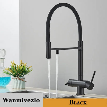 Wanmivezlo Kitchen Water Filter Faucet Dual Spout Pure Drinking Water Mixer Tap Rotation Water Purification Taps