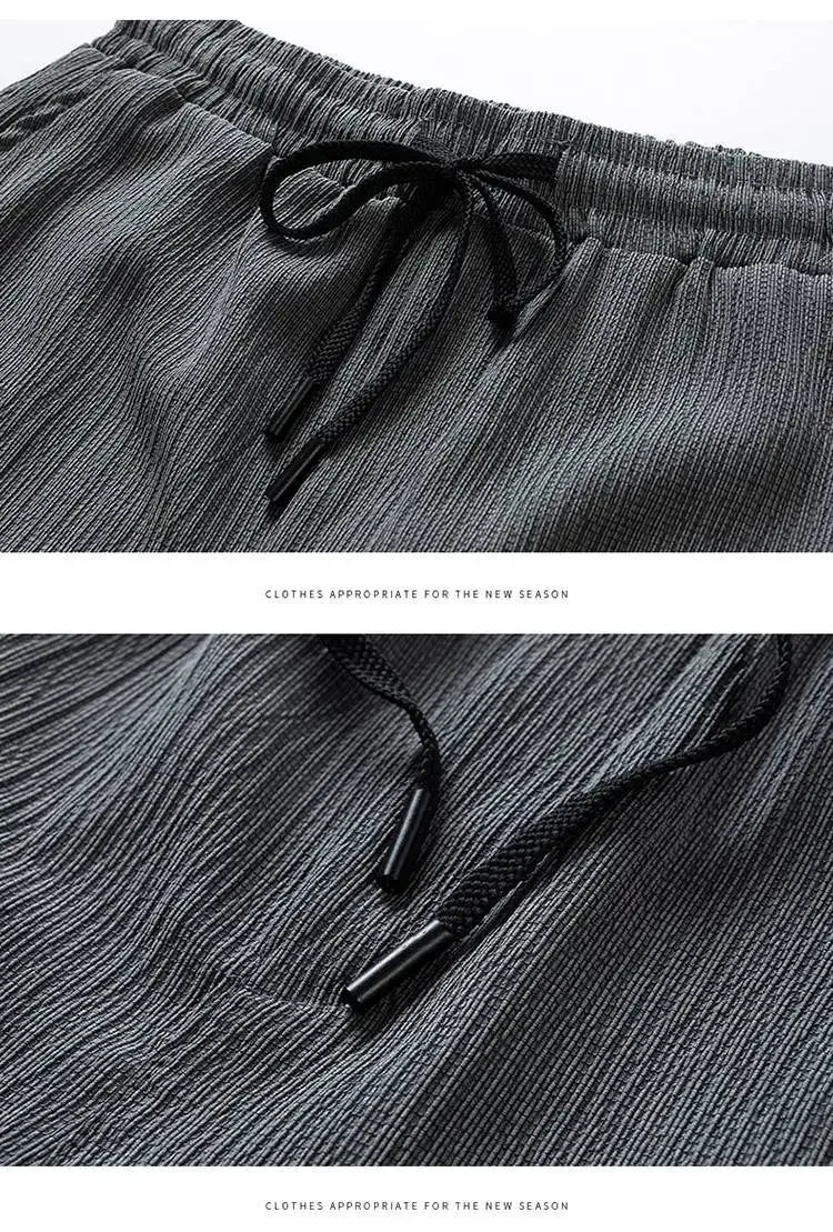 Summer Casual Ice Silk Short Sleeve T-Shirt Shorts Set for Men Fashionable Two-Piece Outfit Lightweight Sportswear Combo