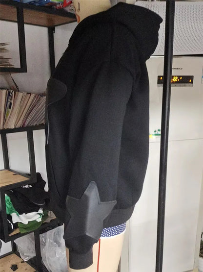 Y2K Vintage Star Print Hooded Hoodie for Women Casual Loose Long Sleeve Zip Up Drawstring Sweatshirts Autumn Spring Coat Street.