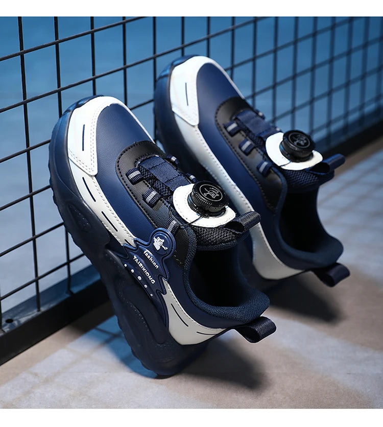 Boys Anti-Slip Waterproof Leather Running Shoes Outdoor Sports Walking Shoes Comfort Kids Sneakers For Autumn Winter 5-16 Years.