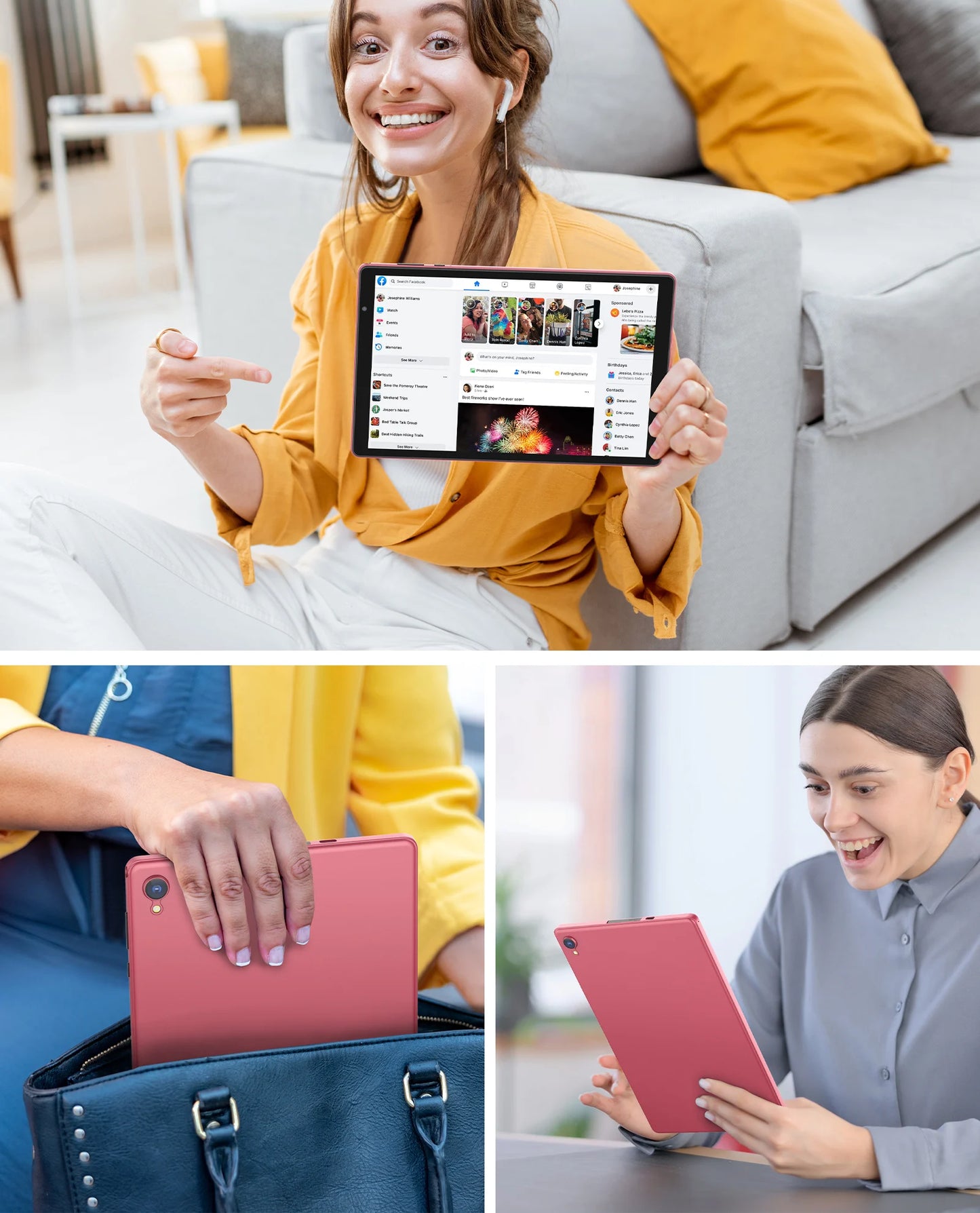 BAKEN 10-inch Android 14 Tablet, Quad-core Processor, 32GB Storage, Wi-Fi 6, Bluetooth, USB-C Port, Google Play Store (GMS).