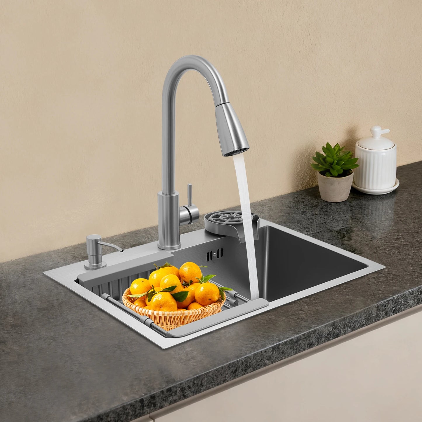 Stainless Steel Multifunctional Sink With Faucet Kitchen Sink Under Table Sink Large Sink