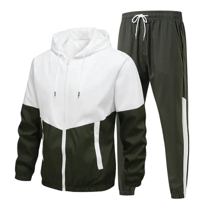 Spring and Autumn Men's Hooded Sports Leisure 2-piece Sets New Fashion Jacket and Pants Hip Hop Casual Running Sportswear Men.