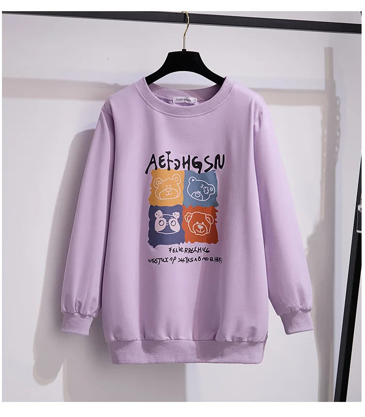 175Kg Plus Größe frauen Fehlschlag 170 Frühling Herbst Neue Lose Rundhals Cartoon Sweatshirt 6XL 7XL 8XL 9XL 10XL 11XL 6 Farben.