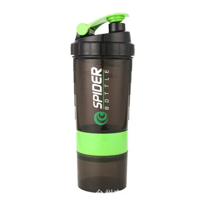 3 Layer Shaker Bottle Protein Mixing Shake Cup Sports Fitness Water Cup 550ml Scaled Plastic Water Bottles with Medicine Box.