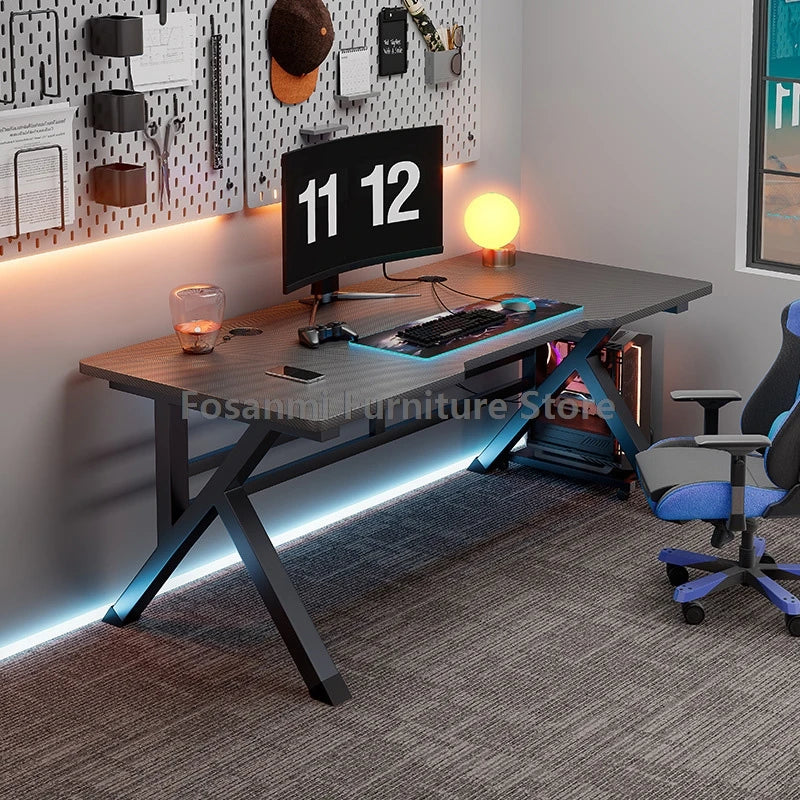 Ergonomischer Gaming-Schreibtisch aus Premium-Kohlefaser, stabile K-Typ-Stahlfüße, Heim-Zimmer-Schreibtisch, Gamer-Tisch, hochwertiger, stabiler Bürotisch