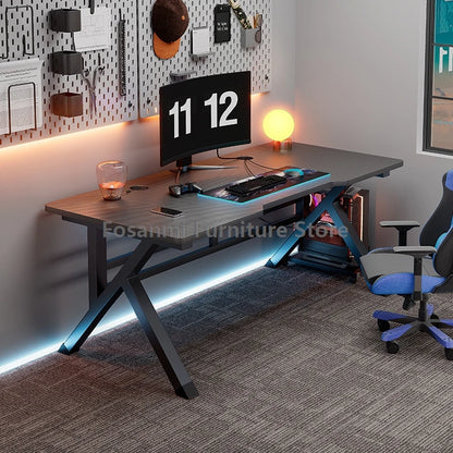 Ergonomischer Gaming-Schreibtisch aus Premium-Kohlefaser, stabile K-Typ-Stahlfüße, Heim-Zimmer-Schreibtisch, Gamer-Tisch, hochwertiger, stabiler Bürotisch