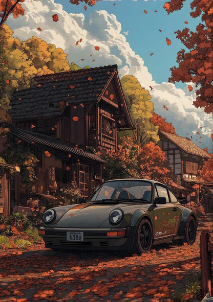 Classic Porsche 911 Alpine Drive Poster Retro Alpine Trip Cartoon Prints Canvas Painting Wall Art Picture Home Living Room Decor.