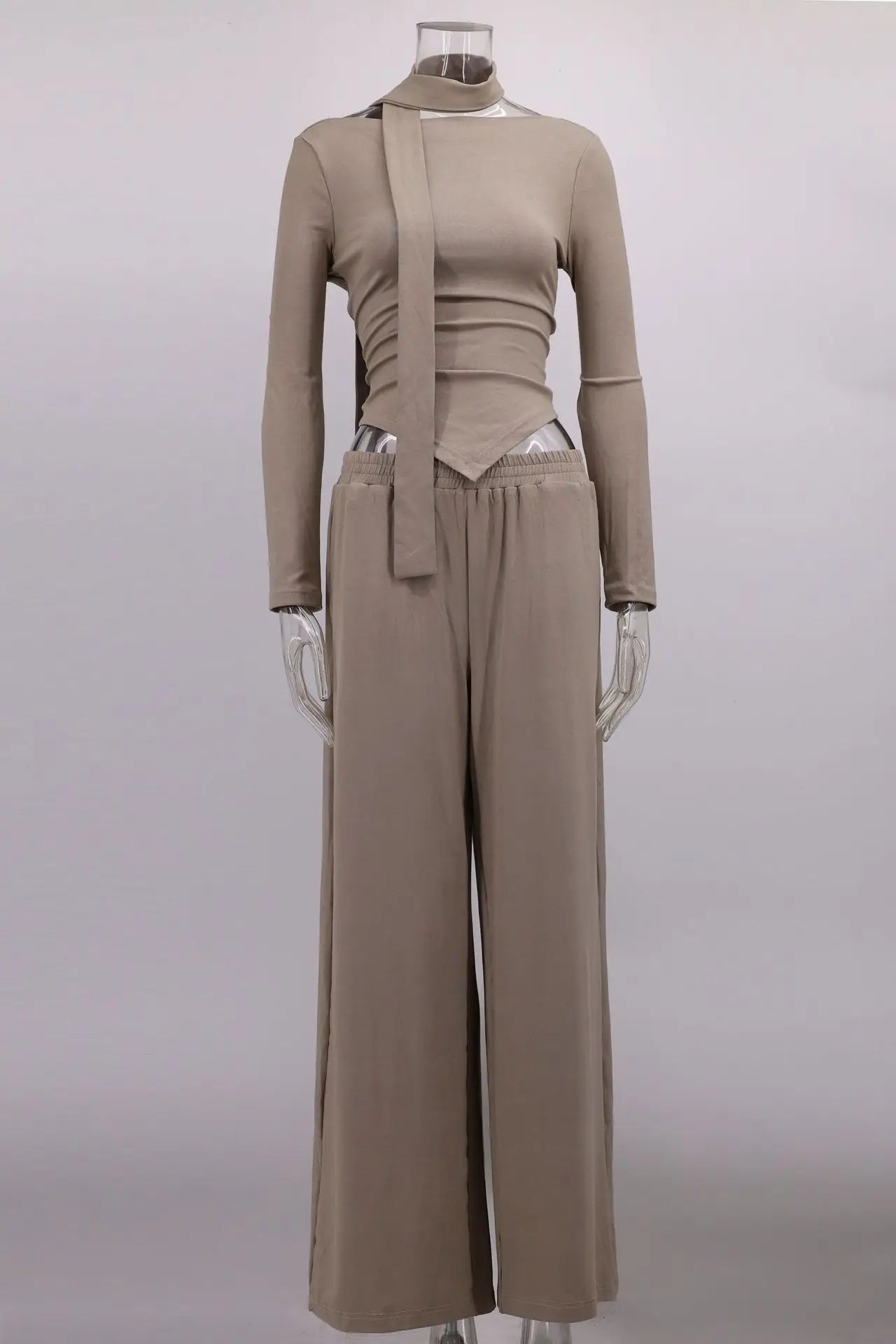 Autumn Winter Casual Pant Sets for Women Sexy Off The Shoulder Top and Long Pant Outfits Fashion Irregular Two Piece Set 2025.