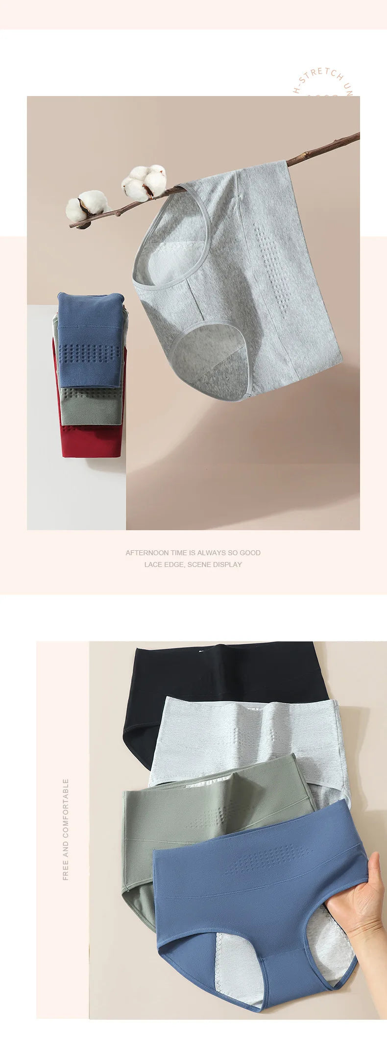 High Waist Menstrual Women Panties Widen Period Pants Leak Proof Physiological Underwear Cotton Plus Size Girl Brief.