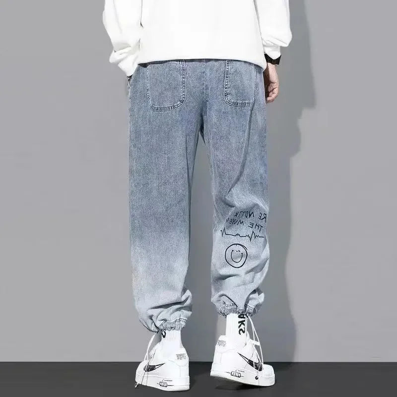 Trendy Loose-fit Men's Jeans Summer Thin Style Korean Version Casual Long Pants Hip Hop Fashion Versatile.