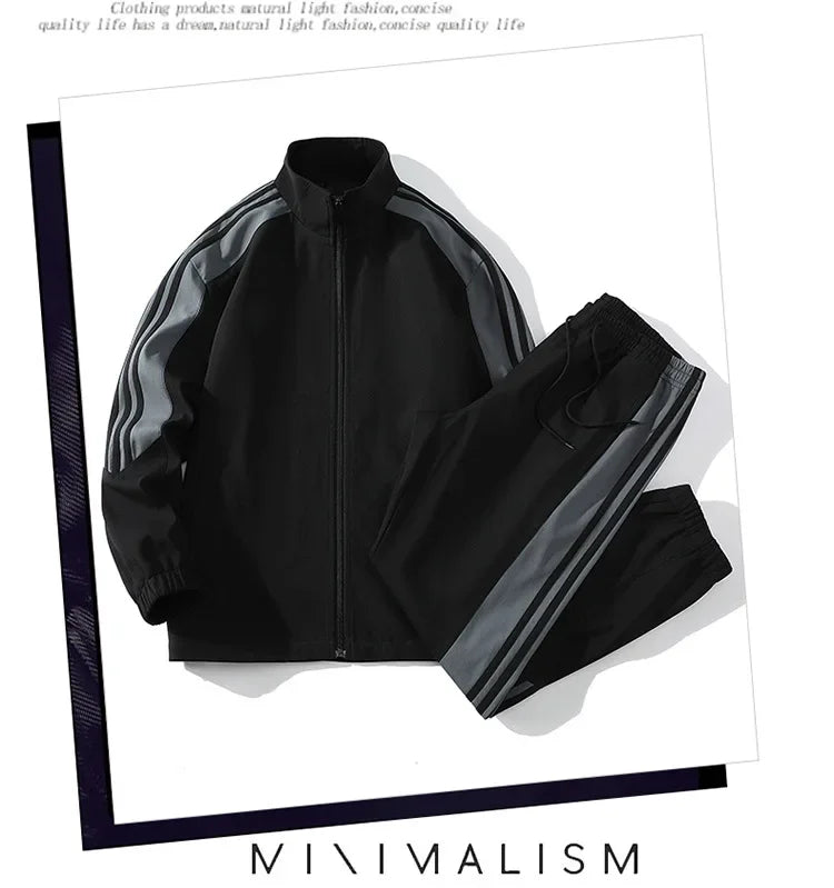 Cool Casual Sports Suit for Teenage Boys Large Size Trendy Workwear Pants Included One Complete Set Handsome Male Apparel.