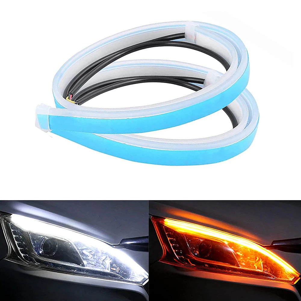 2 stücke Auto LED DRL Tag Nacht Lauflicht Wasserdichte Flexible Universal Auto Fließende Blinker Licht Bremse LED Streifen Lampe.