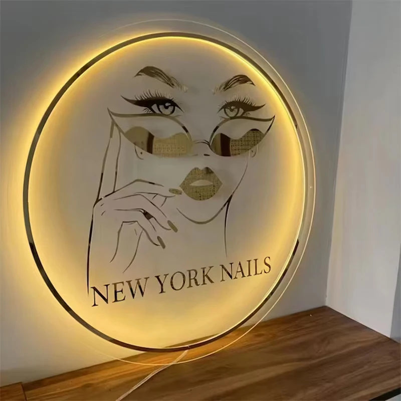 Custom Acrylic Business Sign LED Round Business Neon Lights Logo Sign Plaque Neon Circle Name 3D Company Shop Wall Art.