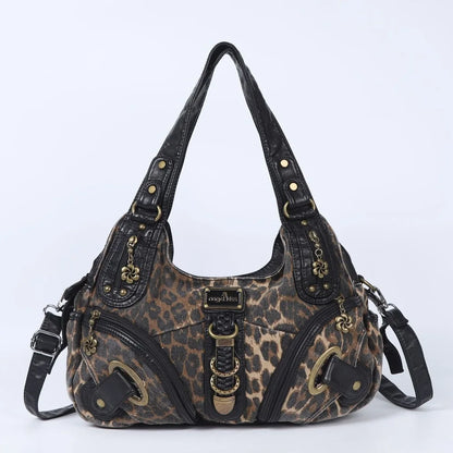 Angelkiss Women Handbags Leopard Shoulder Bag Top-handle Handbag Fashion Satchel Dumpling Shoulder Bag Tote Hobos Large Purse