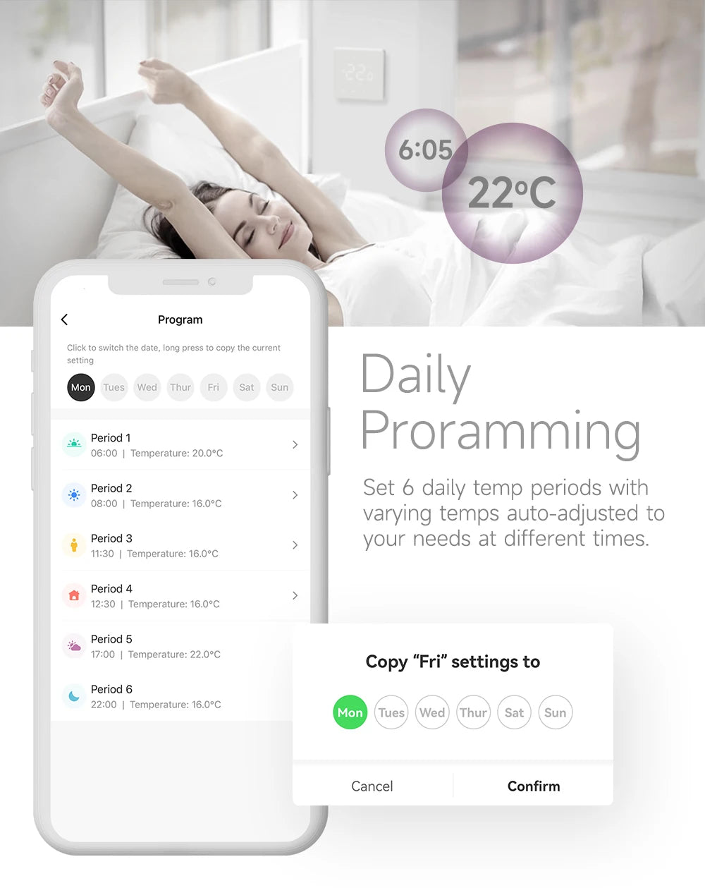 Beok Tuya Wifi Room Thermostat Underfloor Heating System Thermoregulator for Gas Boiler Electric Heating with Alexa Google Home.