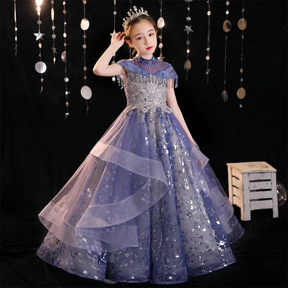 Mädchen Elegantes Luxuriöses Abendkleid Pailletten Prinzessin Kleider Edle Kinder Leistung Kostüm Geburtstag Party Mädchen Kleid.