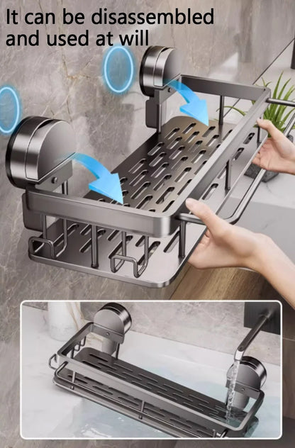 Saugnapf Badezimmer Regal Kein Bohren Wandmontage Shampoo Flasche Duschregal Toilette Lagerregal Aluminium Badezimmer Küche