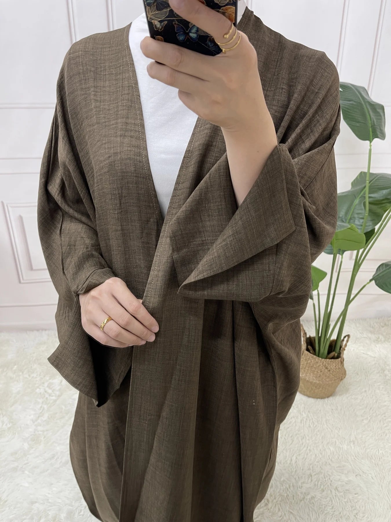 Split Sleeve Open Abaya Kimono Comfort Minimalist Muslim Outfit Islamic Clothing Modest Fashion Without Slip Dress.