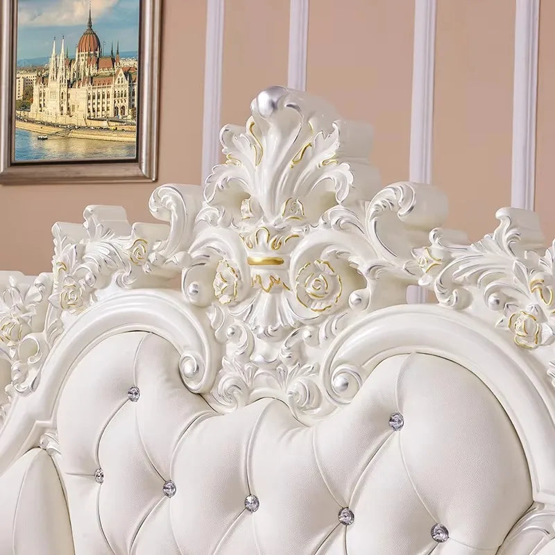 Gold Luxus gestepptes Doppelbett Holz Vintage weiche Einzelkopfteile Doppelbett Erwachsene Zuhause Camas De Dormitorio Möbel