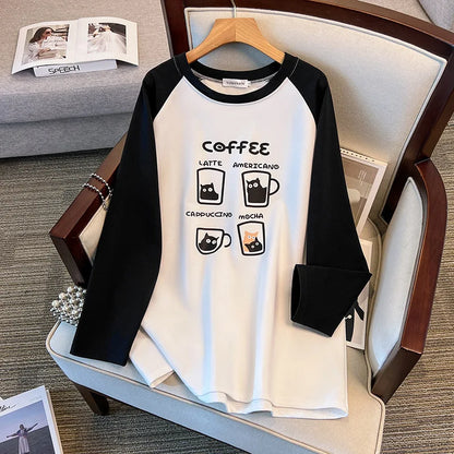 175kg plus size Damen büste Frühling Herbst lockeres Oberteil Rundhals bedrucktes Langarm-Sweatshirt 4xl 5xl 6xl 7xl 8xl 9xl