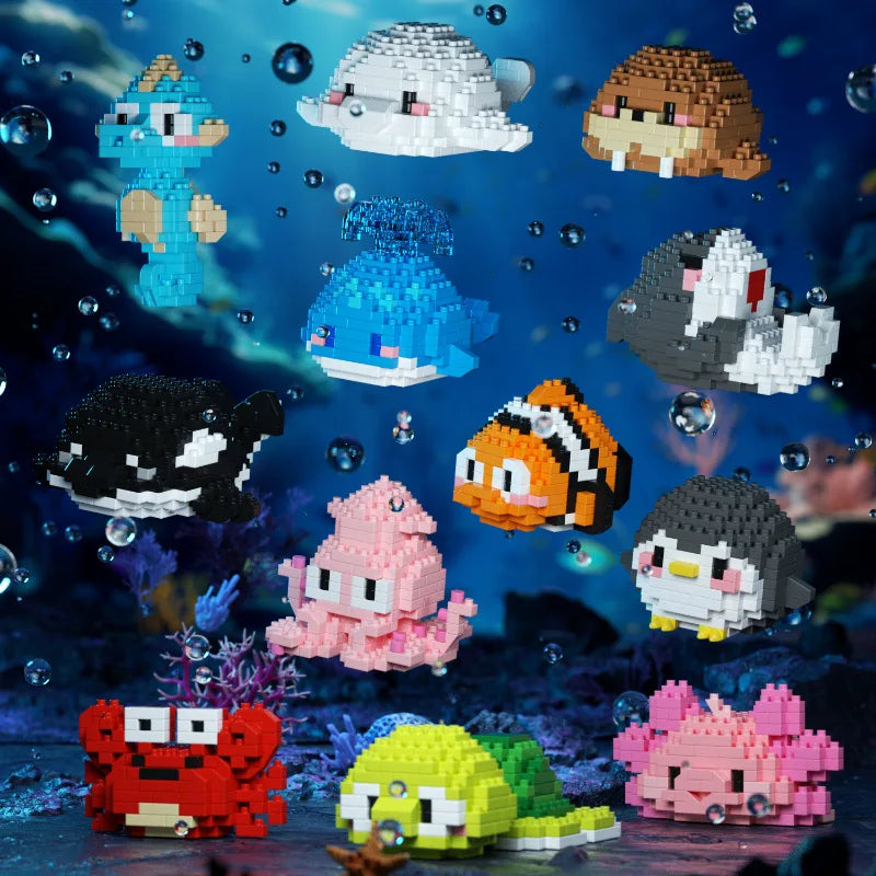 Marine Animals Micro Particle Building Blocks Toys for Children 6 to 10 Years Animal Diy Assembled Toys Puzzle Games Child Gifts.