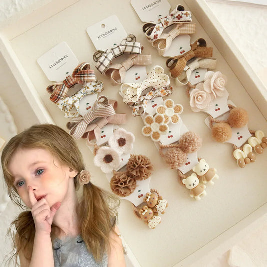 10Pcs/Lot, Elastic Hair Bow Clips for Children, Children's Headwear Hair Accessories for girls, Cute Hair ties, Lovely Hair Rope.