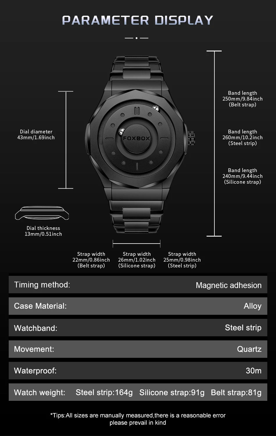 FOXBOX Creative Scrolling Pointer Magnetic Force Men's Quartz Wristwatches Outdoor Sports Waterproof Watch Men Relogio Masculino.