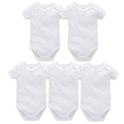 2025 Sommer Unisex Baby Body 0-24 Monate Kurzarm 100 % Baumwolle Weiß Schwarz Grau Design Säuglingskleidung