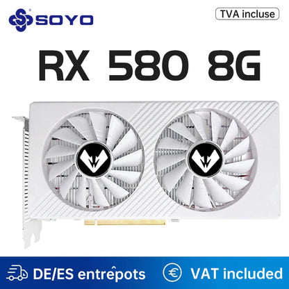 SOYO Graphics Cards Radeon RX580 8G GDDR5 Memory Video Gaming Card PCIE3.0x16 GPU Desktop Computer Components AMD RX 580 8G.