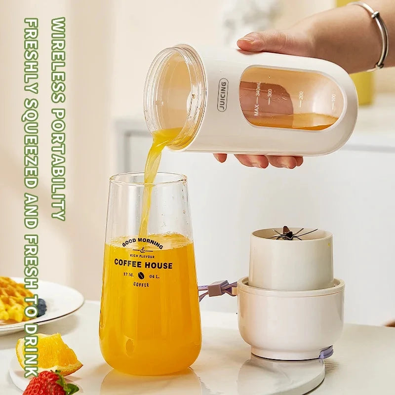 Portable Multi-function USB Wireless Juicer 12-blade Head Fast Juice Extraction 2600mAh Capacity Indoor and Outdoor Mixing Cup.