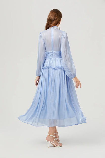 Französisch Luxus Kristall Perlen Quaste Glanz Roben Urlaub Frauen stehen Laterne Ärmel Rüschen plissiert formale Gelegenheit Ballkleid 622.