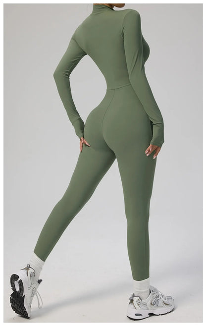 Tianyi High-Intensity Fitness Long-Sleeve Yoga Bodysuit Sensation Tight-Fitting Sportswear for Women Made in China.