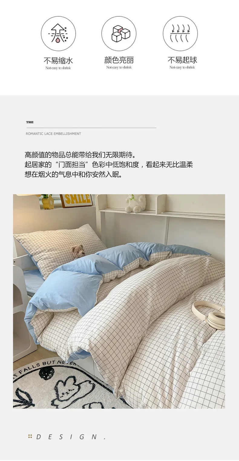 Home Quality Bedding Set Soft Cotton Duvet Cover Pillowcase Flat Sheet 3pcs Set Home Textiles Bedding Adjustable 0.9-1.2m Bed 이불.