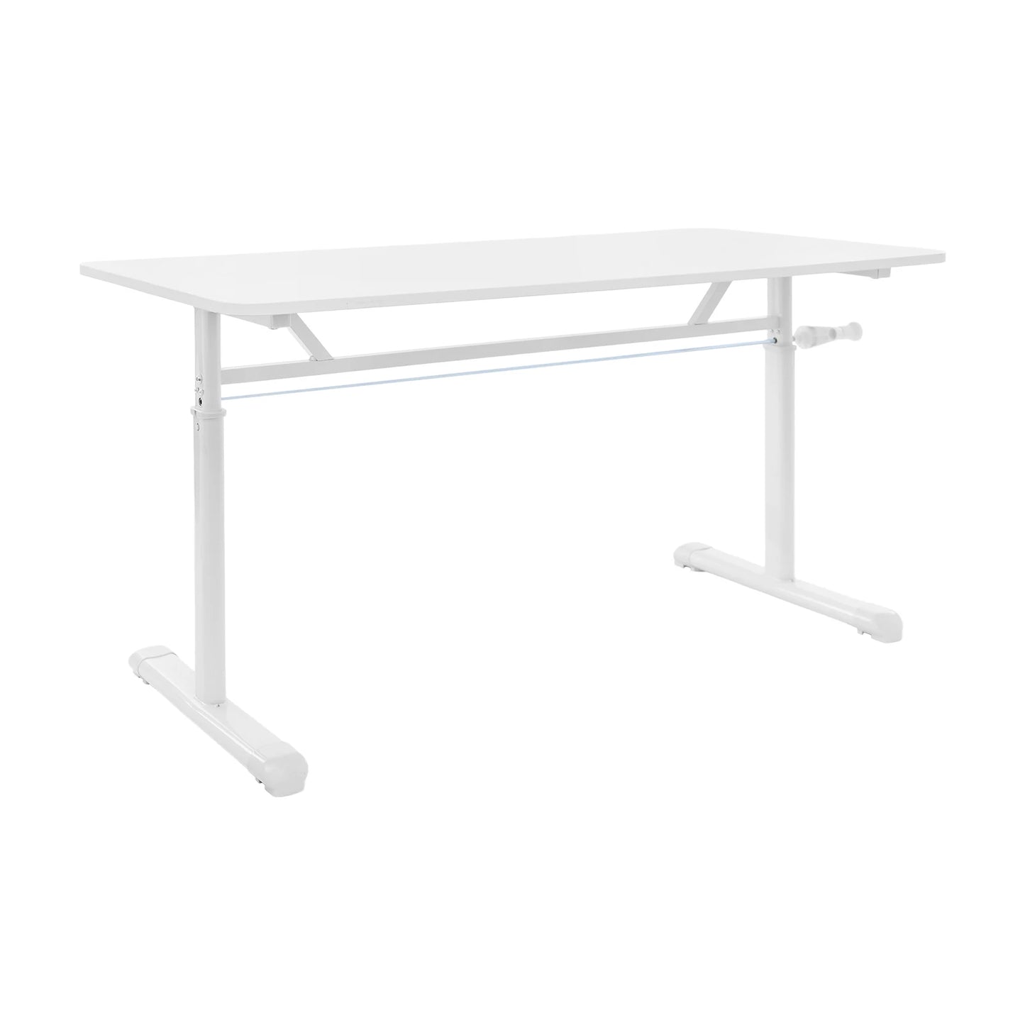 Höhenverstellbarer Schreibtisch, Heimbüro, Schreibtisch, manuell höhenverstellbarer Stehschreibtisch, weiß, 65–90 cm, höhenverstellbar