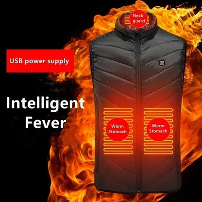 21 Zone Heating Vest Mens USB Infrared Thermal Jacket Smart Heated Clothes New Winter Cold-proof Thick Sleeveless Coat Hiking.