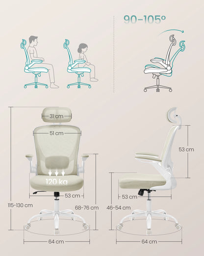 SONGMICS Bürostuhl, ergonomisch, Schreibtischstuhl, Drehstuhl mit Mesh
