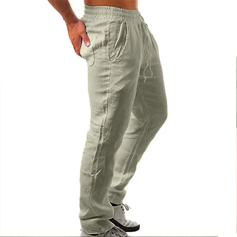 Korean Summer Men's Cotton Pants New Breathable Solid Color Comfortable Pants Fitness Yoga Jogging Sweatpants Streetwear