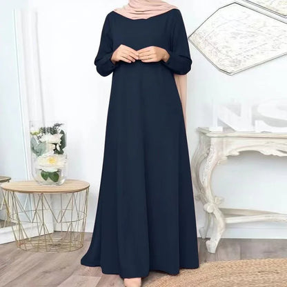 Solid Loose Abaya For Women Casual Elegant Long Sleeve Long Dress Simple Muslim Dress Women Modest Islamic Clothing EID Ramadan.