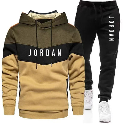 New Spring and autumn leisure men's and women's long-sleeved hoodie + pants two-piece outdoor training jogging hoodie tracksuit.